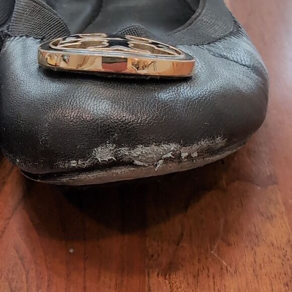 Tory Burch Black Caroline Leather Ballet Flats Sz 7.5 - Picture 5 of 15